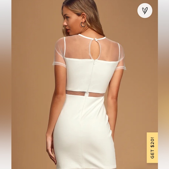 Lulu’s Way We Love White Mesh Short Sleeve Bodycon Dress Size M - Picture 2 of 5